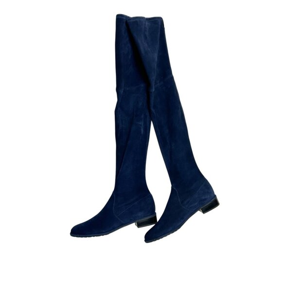 Stuart Weitzman Lowland Suede Over The Knee Boots in Blue - Sz 10M - Picture 2 of 14